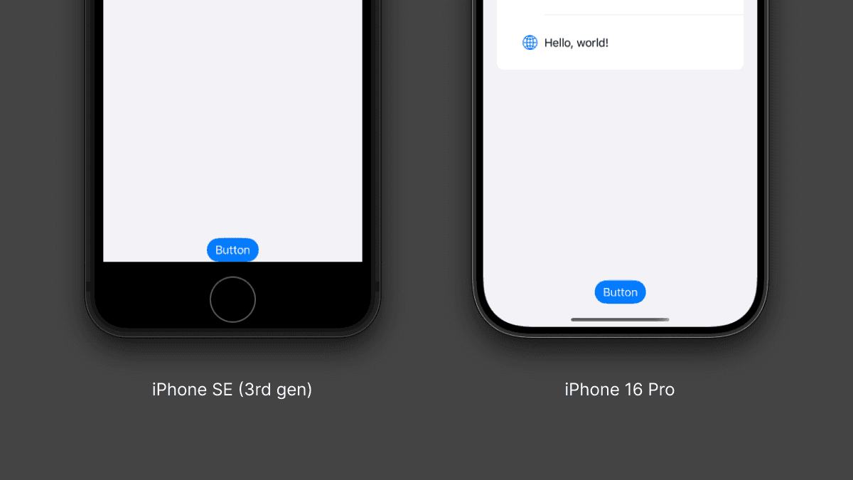 Home Indicator がある場合(左)とない場合(右)